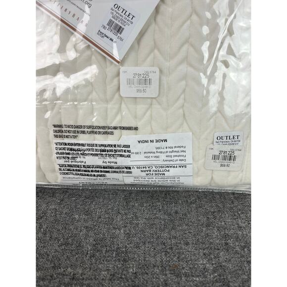 New POTTERY BARN FOUNDATIONS Velvet Channel Shams Standard White Cotton Bedding - Picture 7 of 7